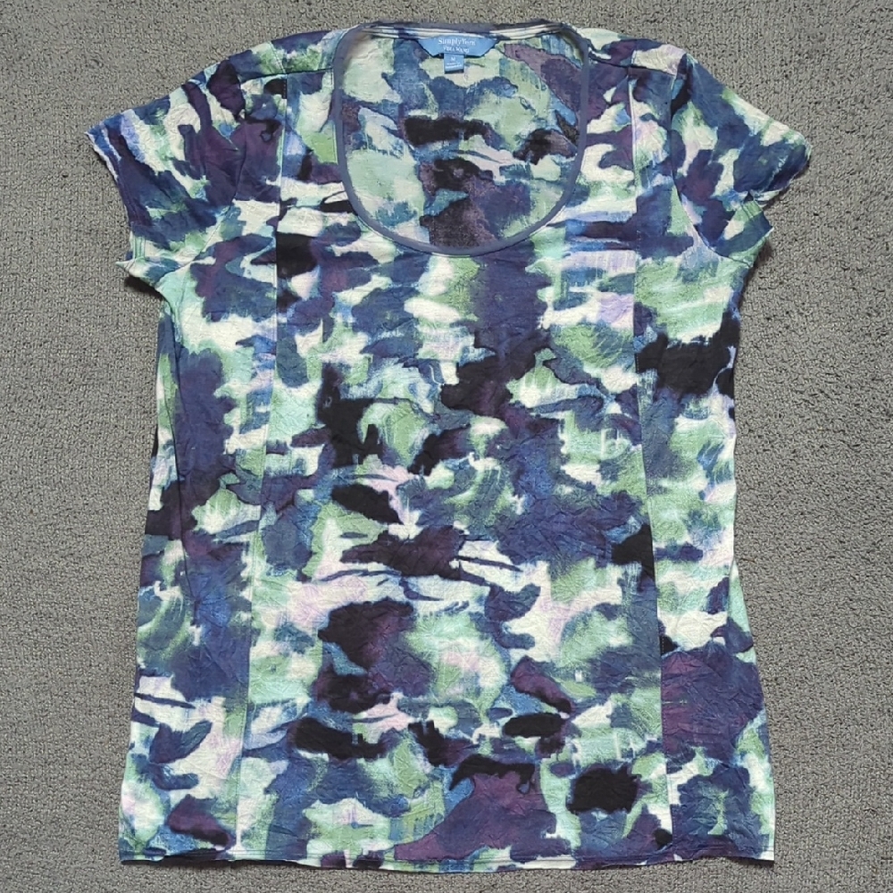 Simply Vera Vera Wang Blue and Purple Fitted Short Sleeve Tee